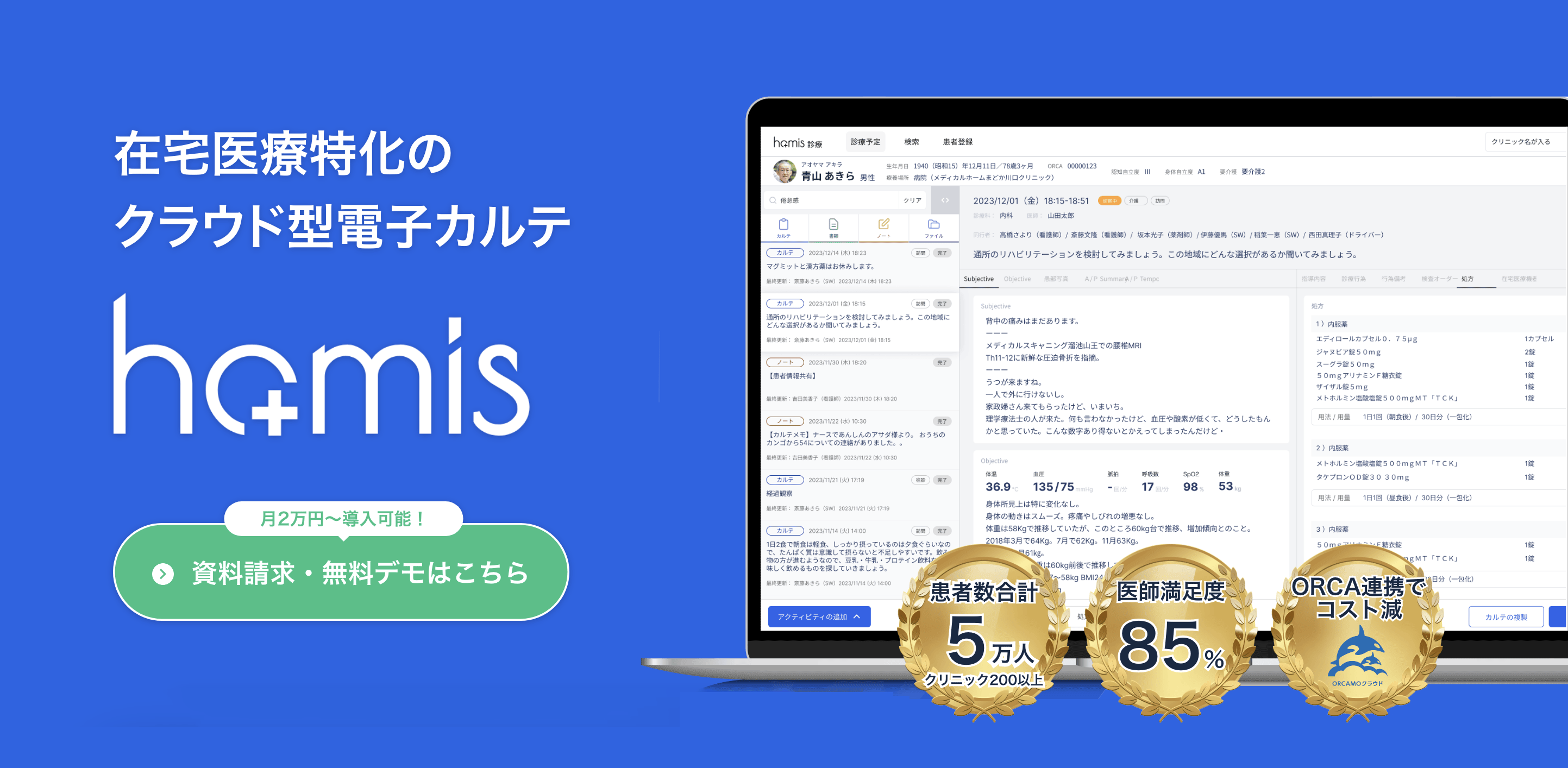 在宅医療に特化した電子カルテhomis